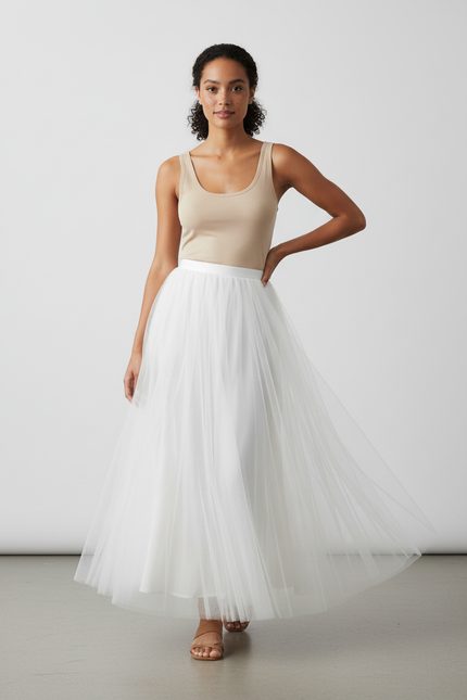 Jupe Longue Tulle Blanche