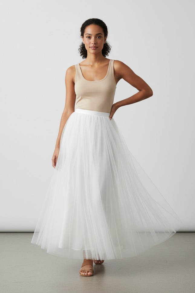 Jupe Longue Tulle Blanche
