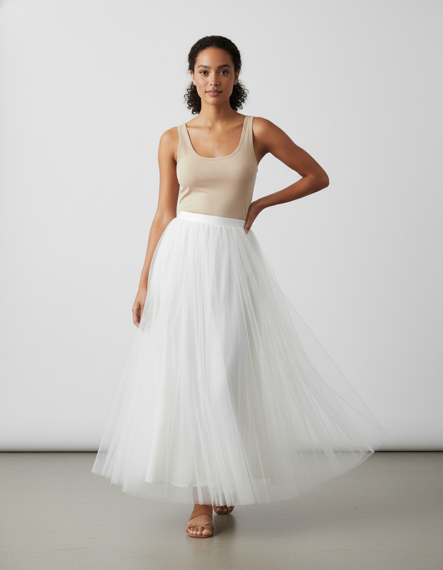 Jupe Longue Tulle Blanche