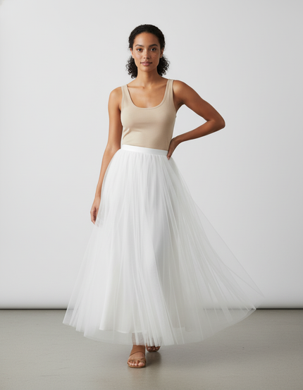 Jupe Longue Tulle Blanche