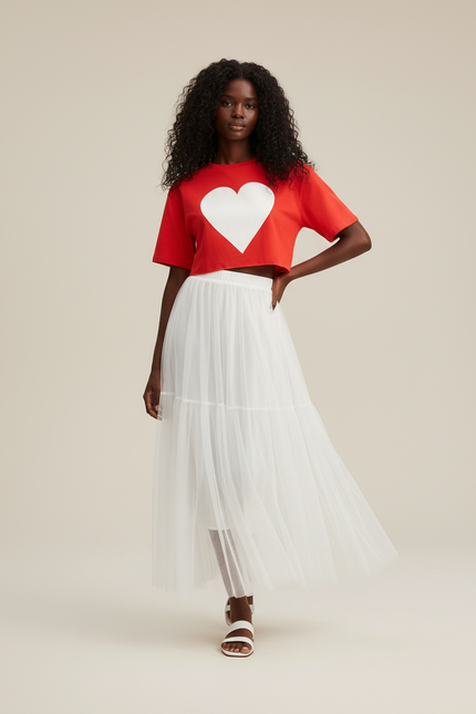 Jupe Blanche Tulle Fluide Élégante