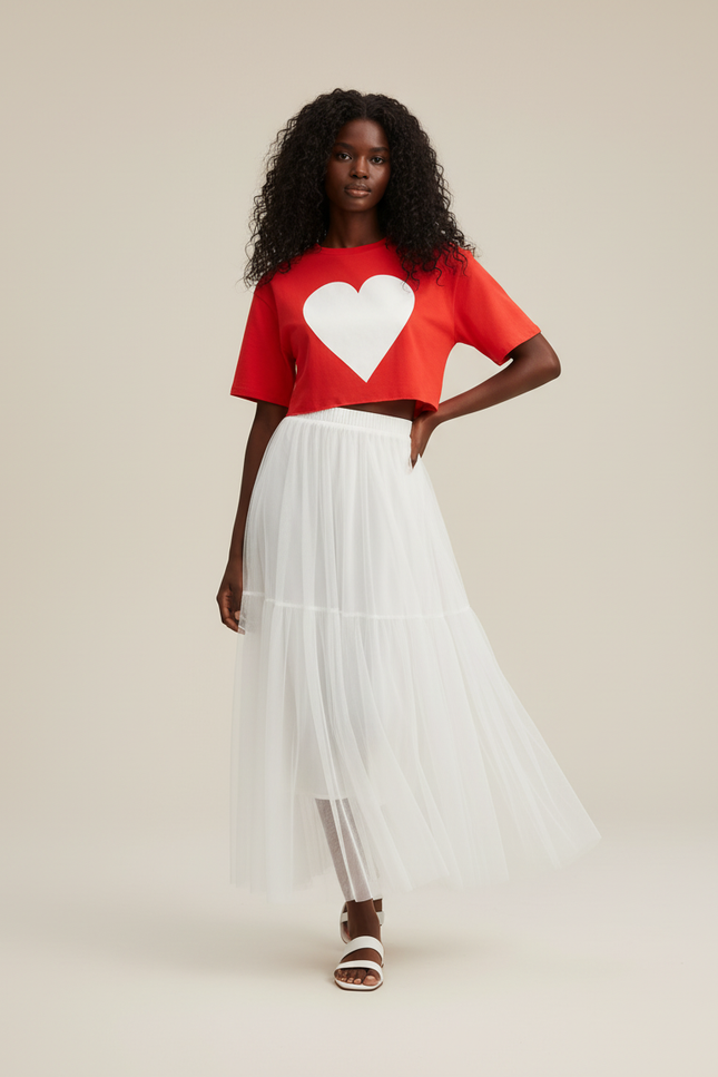 Jupe Blanche Tulle Fluide Élégante