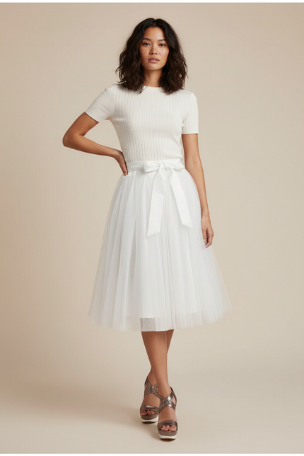Jupe Blanche Tulle Bouffante Élégante