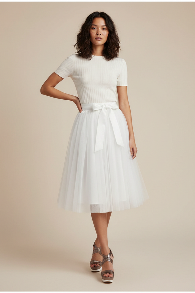 Jupe Blanche Tulle Bouffante Élégante