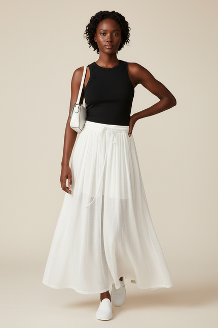 Jupe Blanche Fluide Longue Décontractée