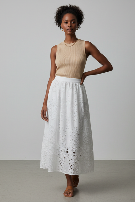 Jupe Blanche Broderie Anglaise Élégante