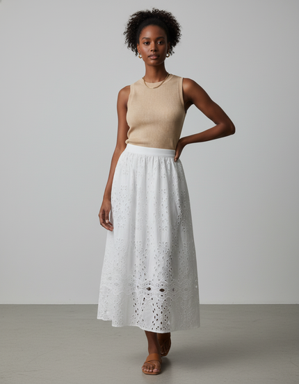 Jupe Blanche Broderie Anglaise Élégante