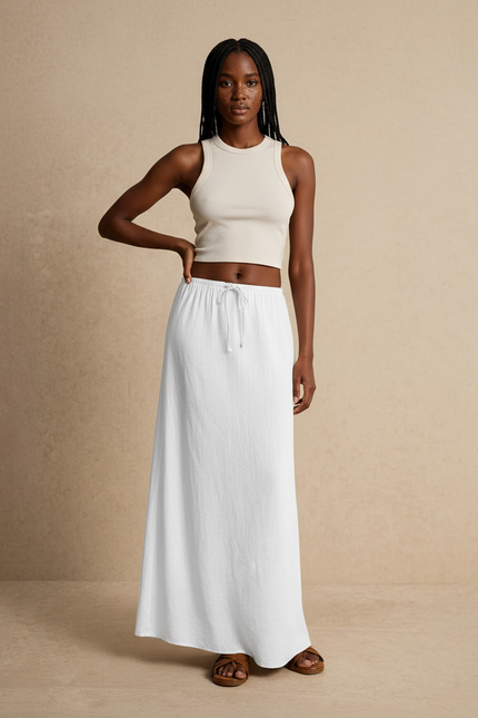 Jupe Blanche Fluide Maxi Décontractée