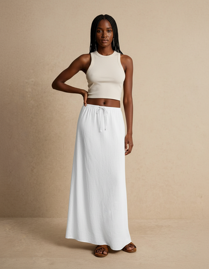 Jupe Blanche Fluide Maxi Décontractée