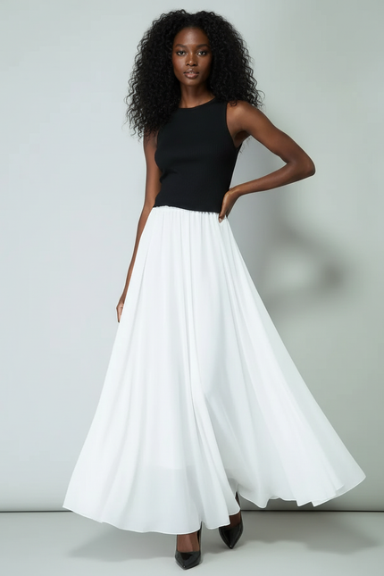 Jupe Blanche Longue Fluide Élégante