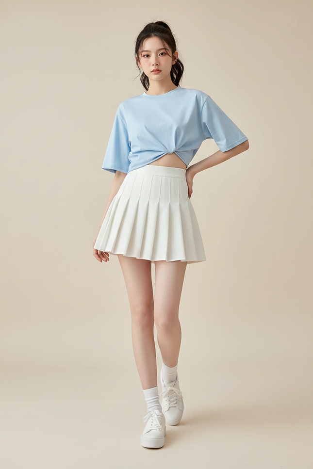 Jupe Plissée Blanche Courte