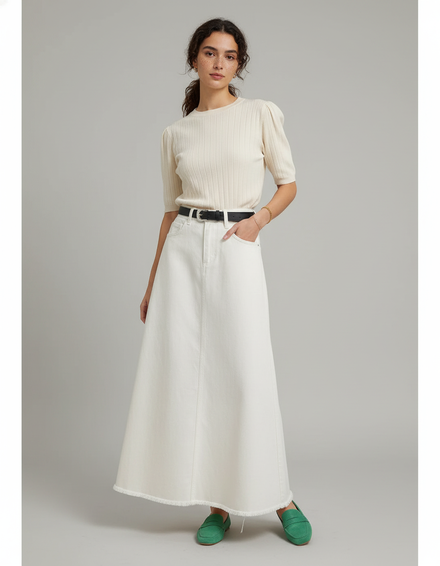 Jupe Longue Jean Blanche