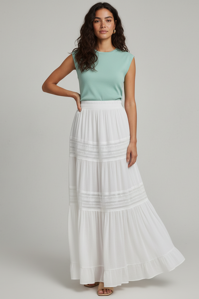 Jupe Longue Blanche Volants