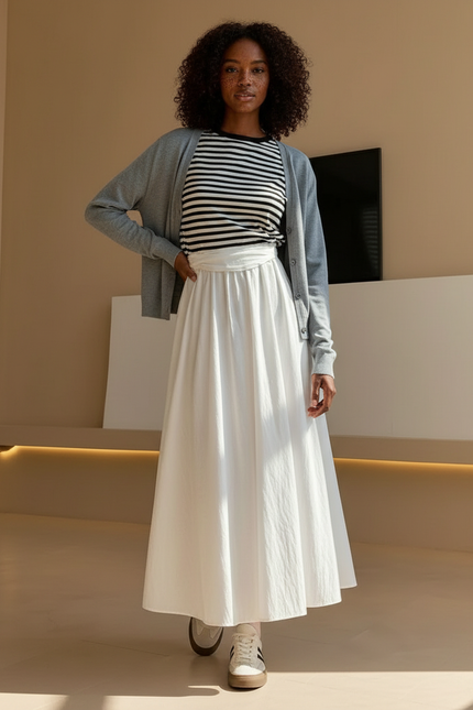 Jupe Longue Popeline Blanche