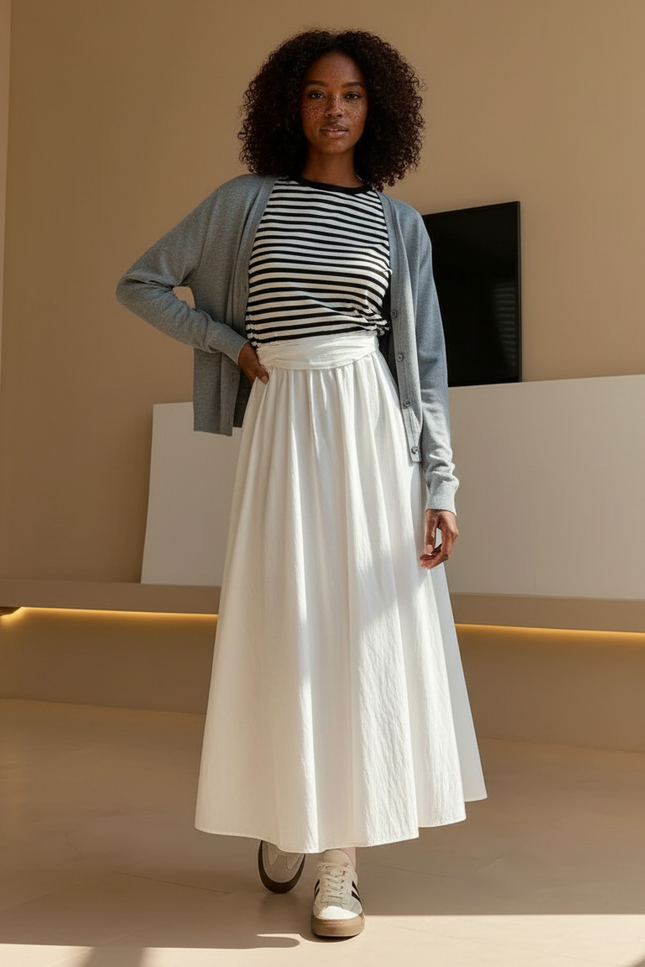 Jupe Longue Popeline Blanche