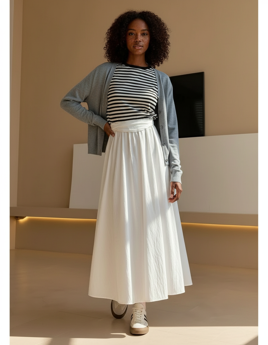 Jupe Longue Popeline Blanche