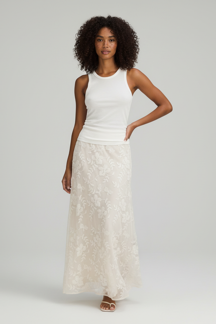 Jupe Longue Blanche Fleurie