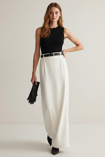 Jupe Blanche Droite Longue Élégante