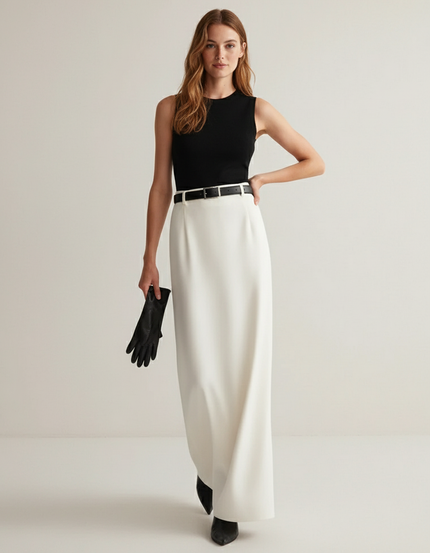 Jupe Blanche Droite Longue Élégante