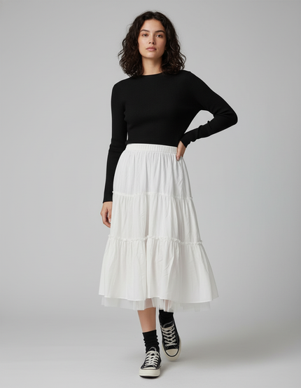 Jupe Blanche Plissée Tulle Fluide