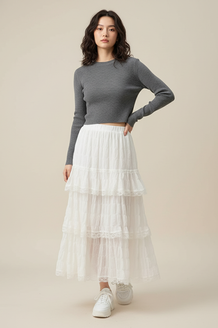 Jupe A Volants Blanche