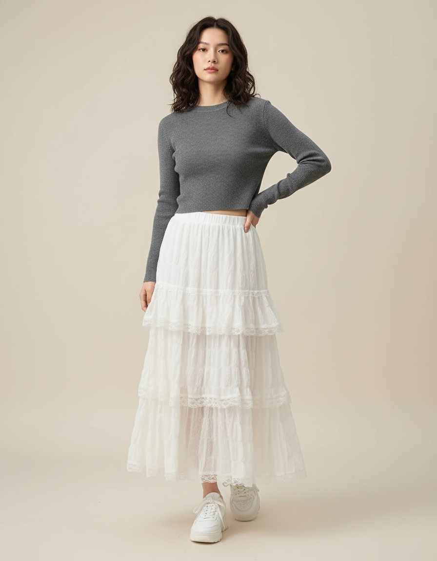 Jupe A Volants Blanche