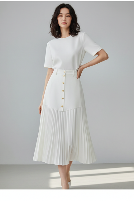 Jupe Mi Longue Plissée Blanche