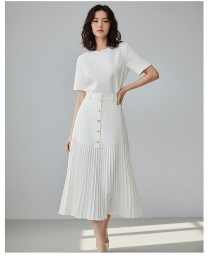 Jupe Mi Longue Plissée Blanche
