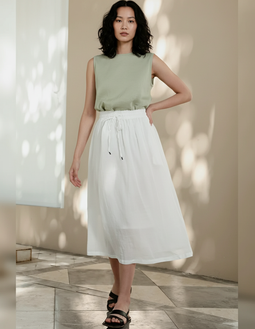 Jupe Longue Blanche En Lin