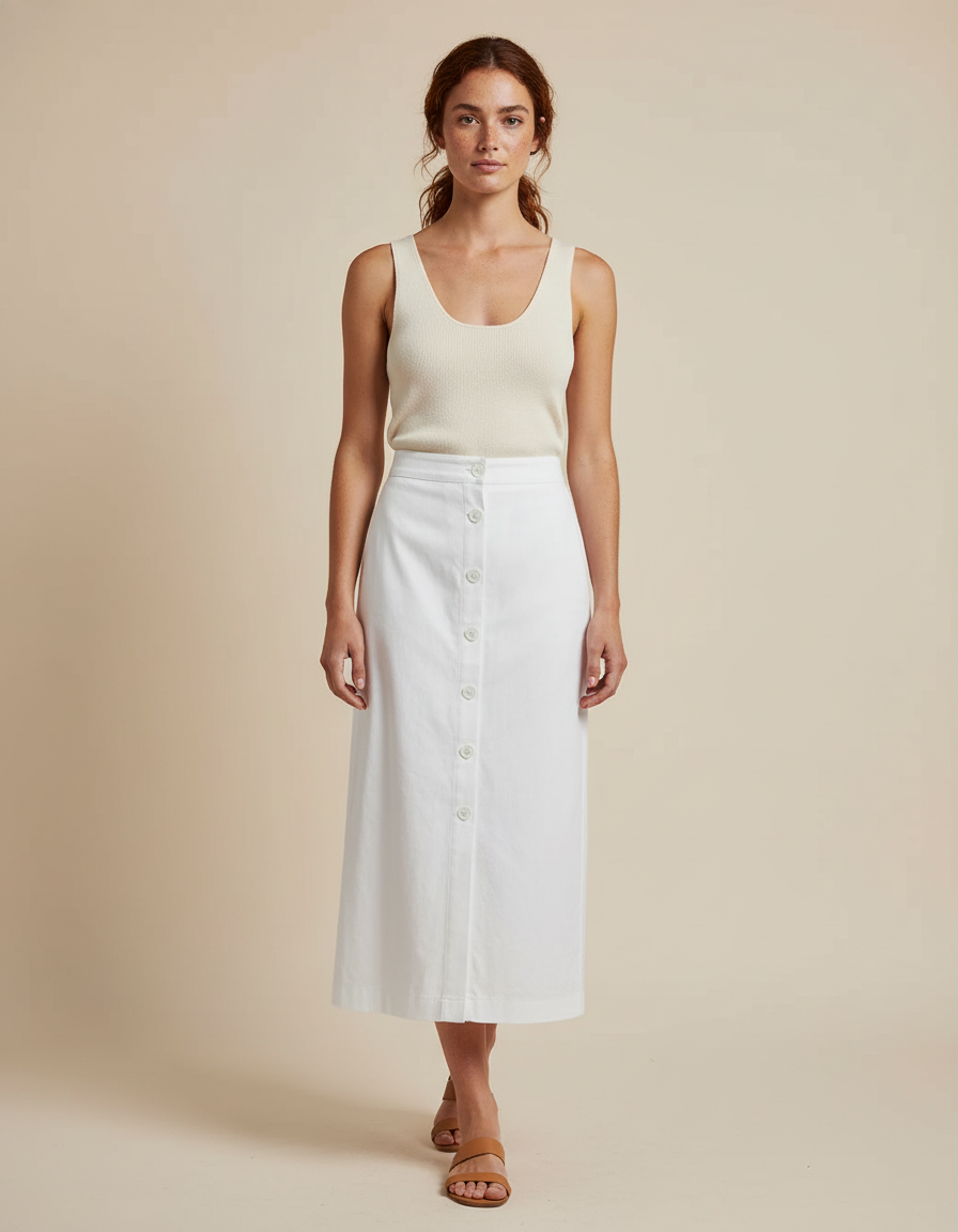 Jupe Blanche Boutonnée