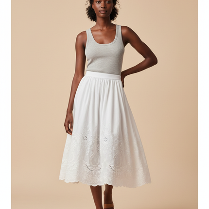 Collection image for: Jupe Mi Longue Blanche