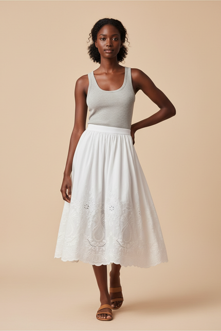 Jupe Longue Blanche Broderie Anglaise