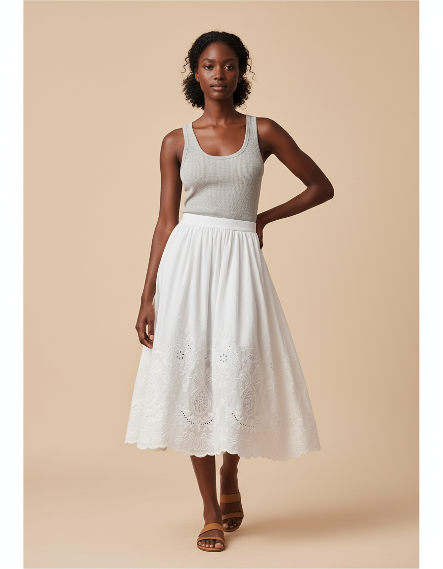 Jupe Longue Blanche Broderie Anglaise