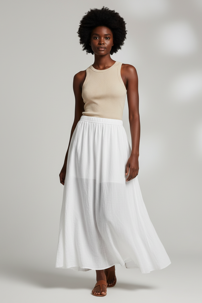 Jupe Longue Blanche Coton