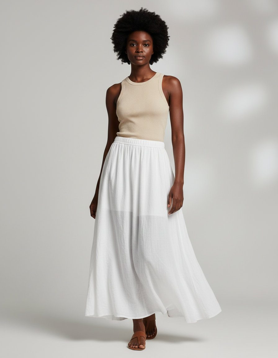 Jupe Longue Blanche Coton