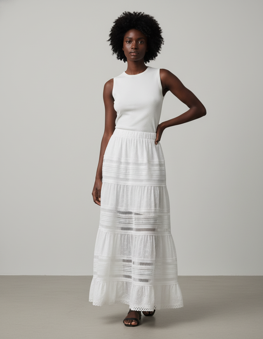 Jupe Broderie Anglaise Blanche