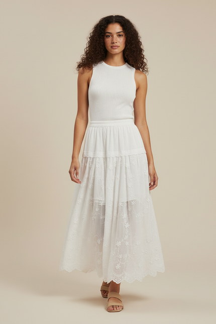 Jupe Blanche A Fleur