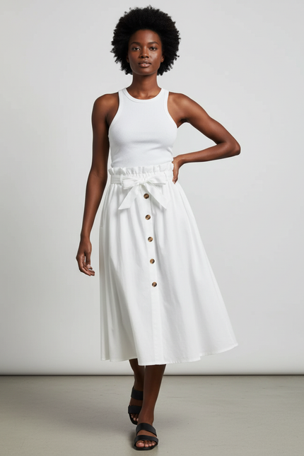 Jupe Blanche Boutonnée Devant