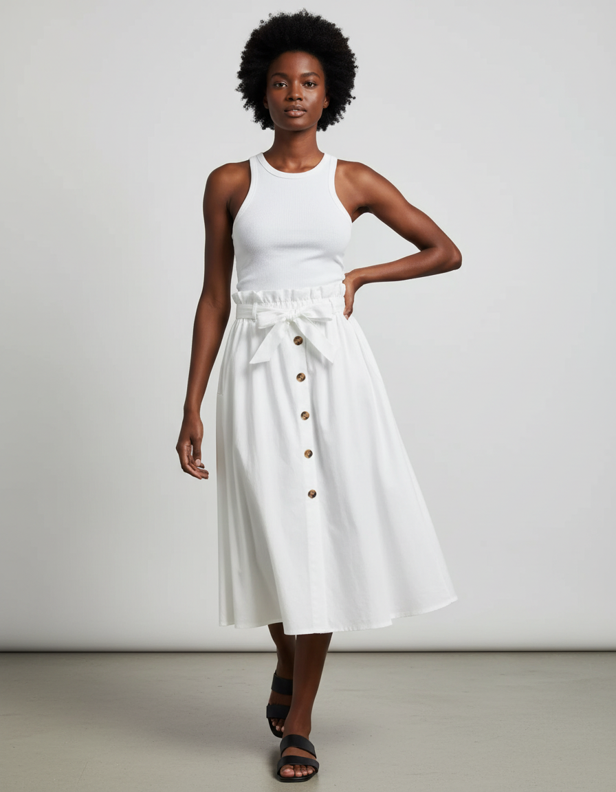 Jupe Blanche Boutonnée Devant