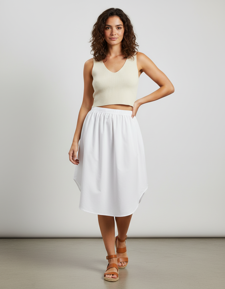 Jupe Blanche Asymétrique Fluide Décontractée