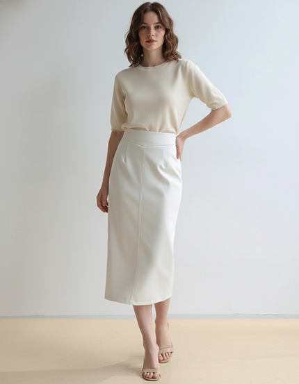 Jupe Simili Cuir Blanche