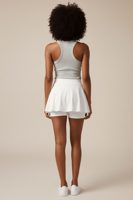 Jupe Blanche Sportive 2-En-1 Fluide