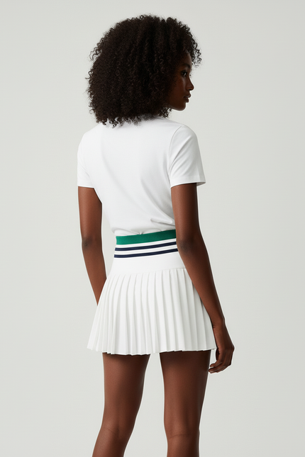 Jupe Blanche Taille Haute Plissée Sport