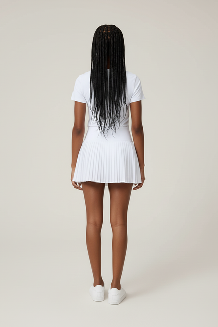 Jupe Blanche Plissée Courte Sportive