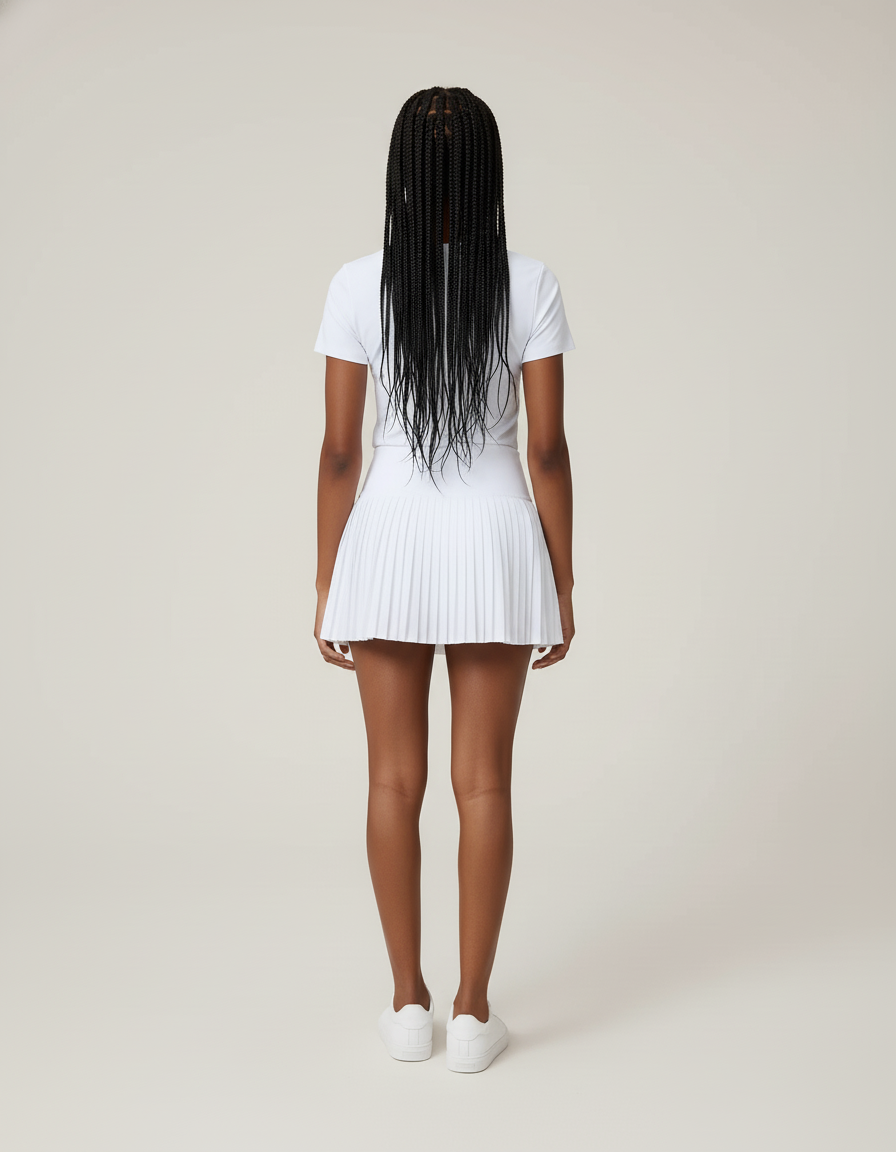 Jupe Blanche Plissée Courte Sportive