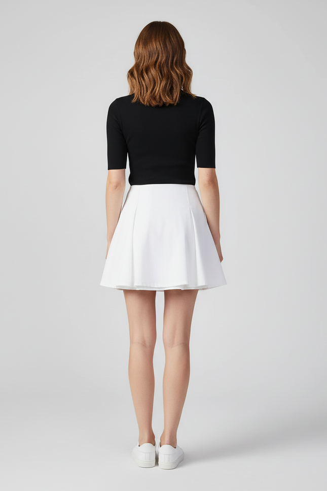Jupe Blanche Plissée Fluide Sport Décontractée