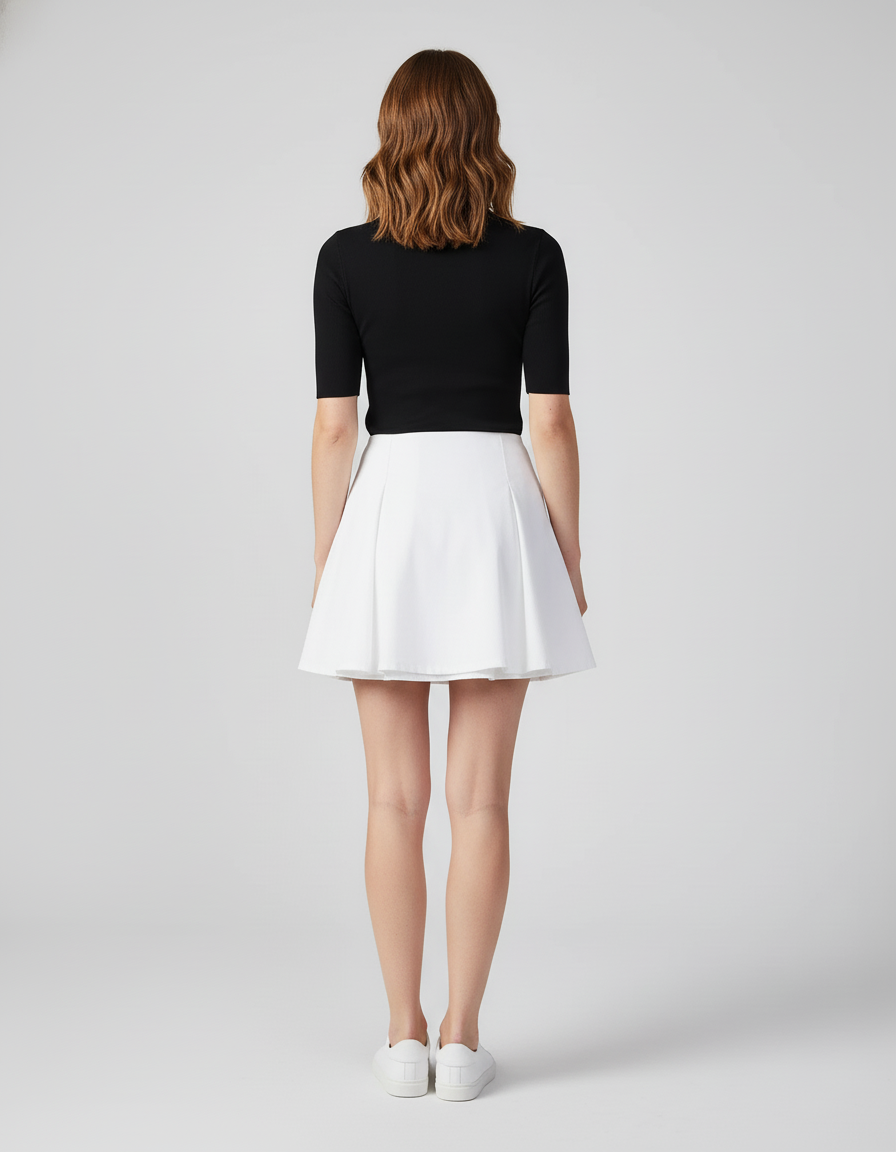 Jupe Blanche Plissée Fluide Sport Décontractée