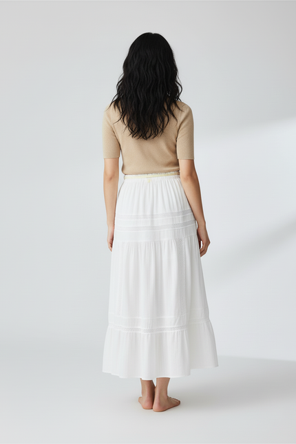 Jupe Blanche À Volants Dentelle Bohème