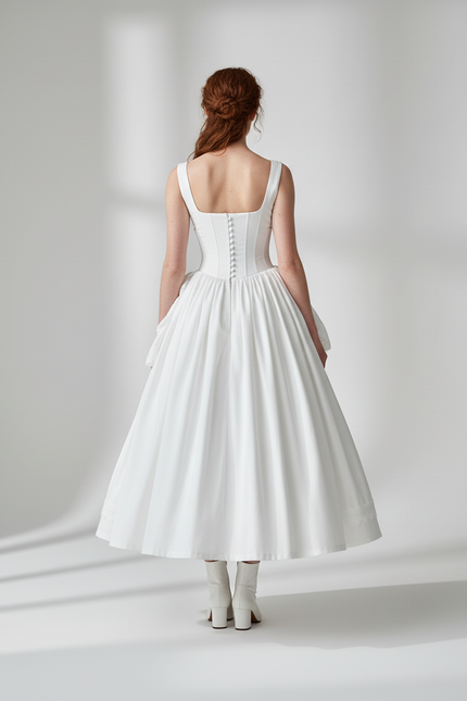 Jupe Blanche Évasée Dentelle Élégante