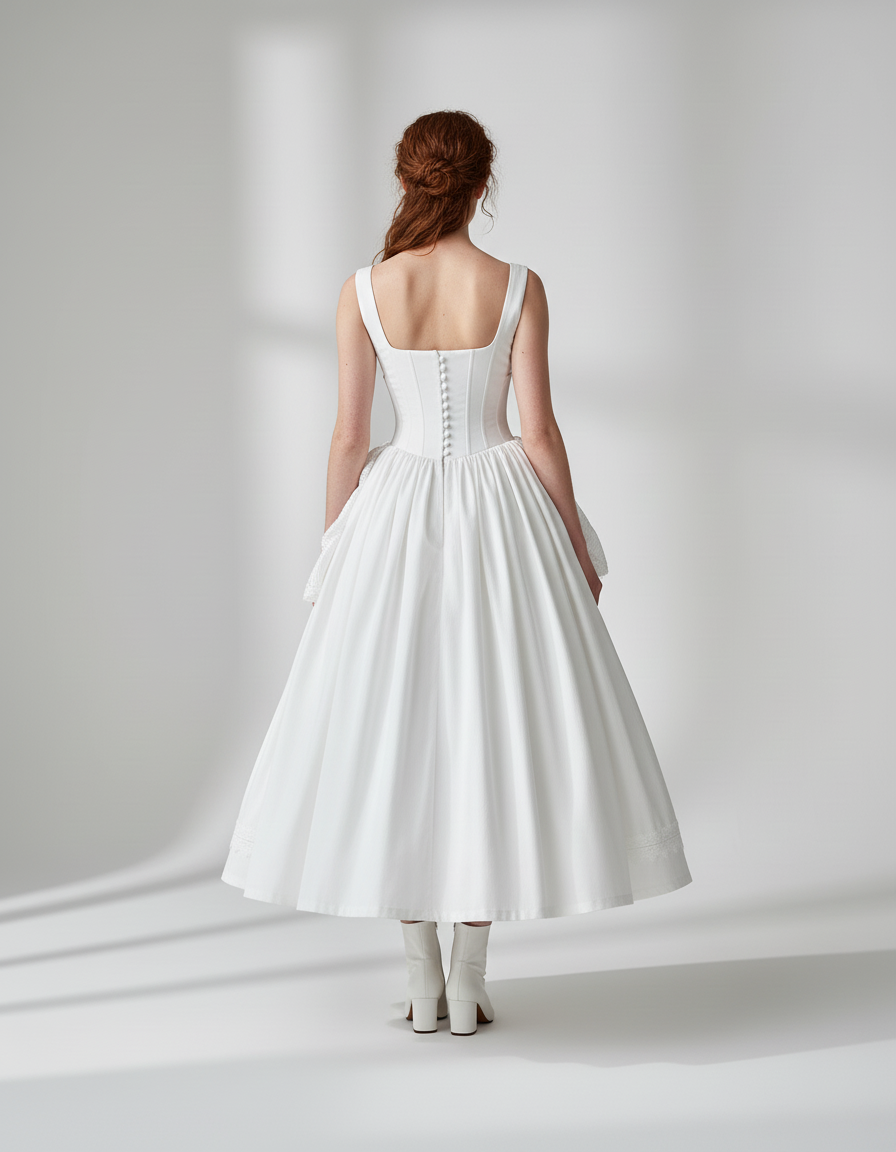 Jupe Blanche Évasée Dentelle Élégante